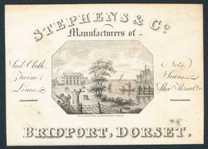 Stephens & Co, tillverkare av segelduk, nät, garn, linor och skotråd, handelskort av English School