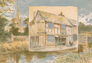 Stratford-on-Avon och Shakespeares hus innan dess restaurering av English School