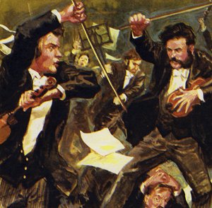 Strauss träffade tre andra violinister, men de kom på hugget på en konsert av English School