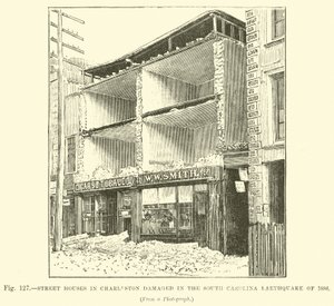 Gatuhus i Charleston skadades i jordbävningen i South Carolina 1886 av English School