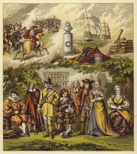 Stuarts, Commonwealth och House of Orange; King James I, King Charles I, Oliver Cromwell, King Charles II, King James II, William and Mary, Queen Anne av English School