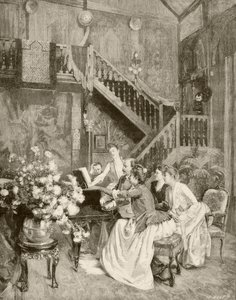Studera ett partitur (litho) av English School
