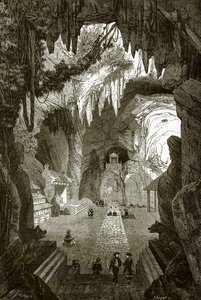 Underjordiskt buddhistiskt tempel i marmorklipporna nära Touraine, i Cochin Kina
