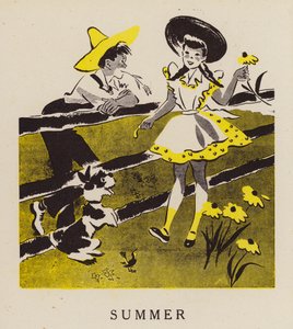Sommar (färglitografi) av English School
