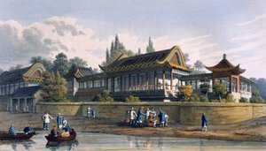 Kejsarens sommarpalats, mittemot staden Tien-Sing, 1817 av English School