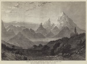 Soluppgång på Watzmann, Berchtesgaden, bayerska alperna (gravyr) av English School