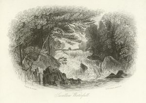 Swallow Waterfall, nära Betws-y-Coed, norra Wales av English School