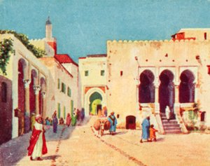 Tanger, domstolar (färglitografi) av English School