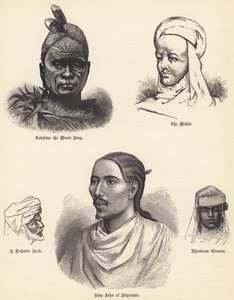 Tawhiao, Maori-kungen, Mahdi, en risharin-arab, kung John av Abessinien, Khartoum-kvinna (gravyr) av English School