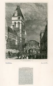 Temple Bar, London. Rivning, 1877 av English School