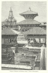 Tempel von Mahadeo und Krishna, Patan (Gravur) von English School