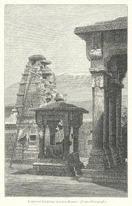 Templen vid Kiragrama, nära Kote Kangra (gravyr) av English School