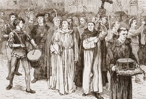 Tetzels procession, illustration från The History of Protestantism av James Aitken Wylie (1808-1890), pub. 1878 av English School
