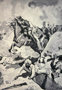 Thackwell leder 3rd Light Dragoons genom Sikh Earthworks, Battle of Sobraon av English School