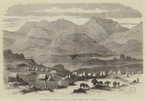 Abessinierexpeditionen, general Sir Robert Napiers läger vid Adigerat (gravyr) av English School
