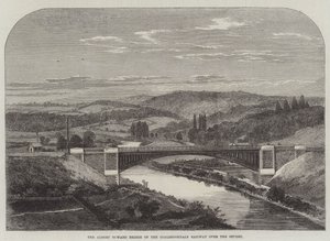 Albert Edward Bridge på Coalbrookdale Railway över Severn (gravyr) av English School