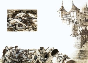 Alcazars nordöstra torn faller av English School