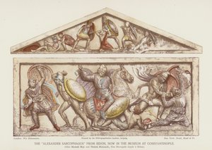 "Alexander Sarcophagus" från Sidon (färg litho) av English School