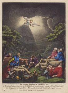 Ängeln som visar sig för herdarna (färg litho) av English School