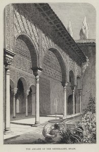 The Arcade of the Generalife, Spanien (gravyr) av English School