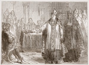 Ärkebiskoparna av York och Canterbury inför parlamentet i Westminster Abbey, illustration från The History of Protestantism av James Aitken Wylie (1808-1890), pub. 1878 av English School
