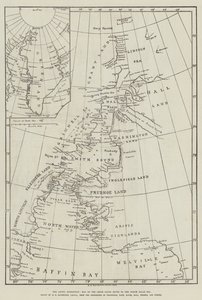 The Arctic Expedition, Karta över Smith Sound Route till North Polar Sea (gravyr) av English School