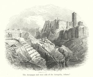 Areopagen och västra sidan av Akropolis, Aten (gravyr) av English School