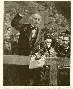 De armeniska grymheterna: Mr Gladstone fördömer sultanen vid mötet i Liverpool av English School