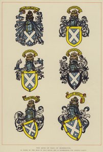 The Arms of Haig of Bemersyde, som bärs av chefen för det huset, och som skilda för olika kadetter (färg litho) av English School