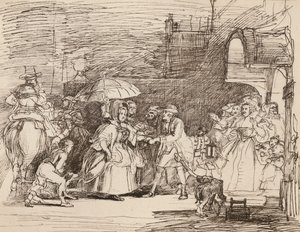The Arrival of the Rich Relation, efter Wilkie, från en tusch- och pennteckning (litografi) av English School