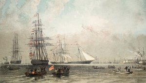 Ankomsten av den kungliga yachten utanför Gravesend, den 7 mars 1863, från A Memorial of bröllopet av Edward VII och Alexandra of Denmark, pub. 1864