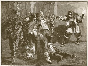 The Assault of John Coventry, illustration från Cassells Illustrated History of England (sepiafoto) av English School