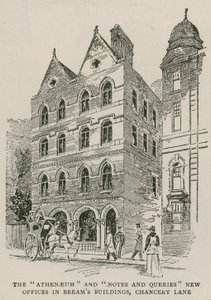 Athenaeum och Notes and Queries nya kontor i Breams Buildings, Chancery Lane, London av English School
