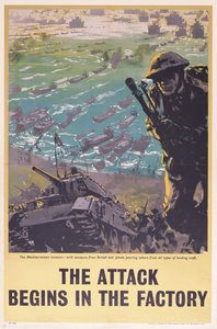 Attacken börjar i fabriken, WWII-affisch, 1943