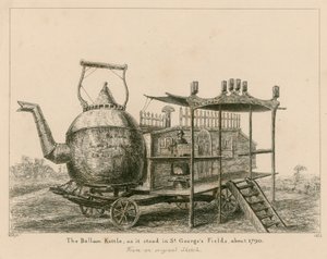 The Balloon Kettle, som den stod i St Georges Fields, London, omkring 1790 av English School