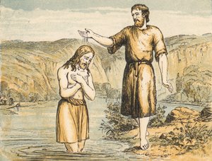 Jesu dop (färgad gravyr) av English School