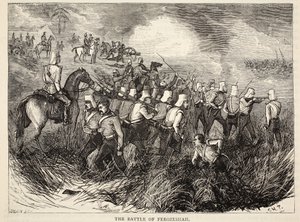 Slaget vid Ferozeshah, illustration från Cassells Illustrated History of England av English School