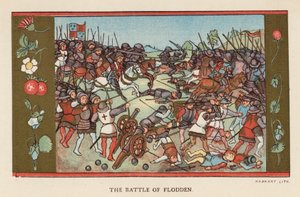 Slaget vid Flodden (färglitografi) av English School