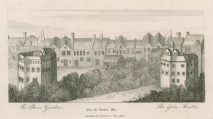 The Bear Garden and the Globe, Bankside, London, från den venetianska kartan av English School