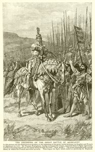 Början av det stora slaget vid Agincourt av English School