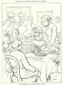 Födelsedagen i Thanksgiving Villa (gravyr) av English School
