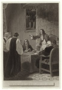 Biskoparna inför Privy Council 1688 av English School