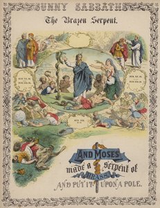 The Brazen Serpent (färgad gravyr) av English School