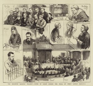 Brighton Railway Tragedy, noterar i domstolen under rättegången mot Percy Lefroy Mapleton av English School