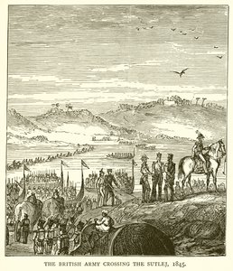 Den brittiska armén korsar Sutlej, 1845 av English School
