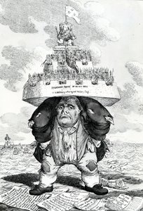 British Atlas, eller John Bull som stödjer fredsetableringen, tryckt av Charles Williams, 1816 av English School