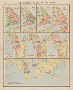 Uppbyggnaden av det brittiska imperiet (färglitografi) av English School