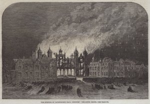 The Burning of Capesthorne Hall, Cheshire, South Front (gravyr) av English School