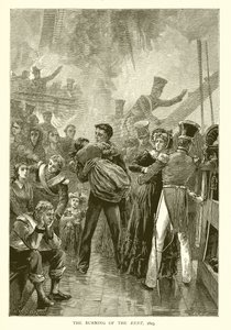 The Burning of the Kent, 1825 av English School