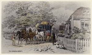 The Chequers, Horley (färg litho) av English School
